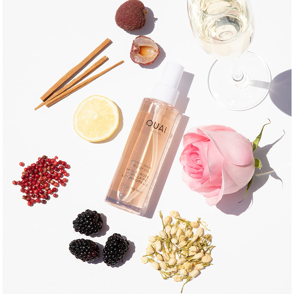 ouai rose hair and body oil tame frizz flyaways body oil hair oil