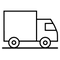 Logo of black and white shipment truck 