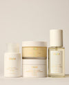 OUAI St. Barts travel set with body cleanser, body crème, scalp scrub and hair and body mist