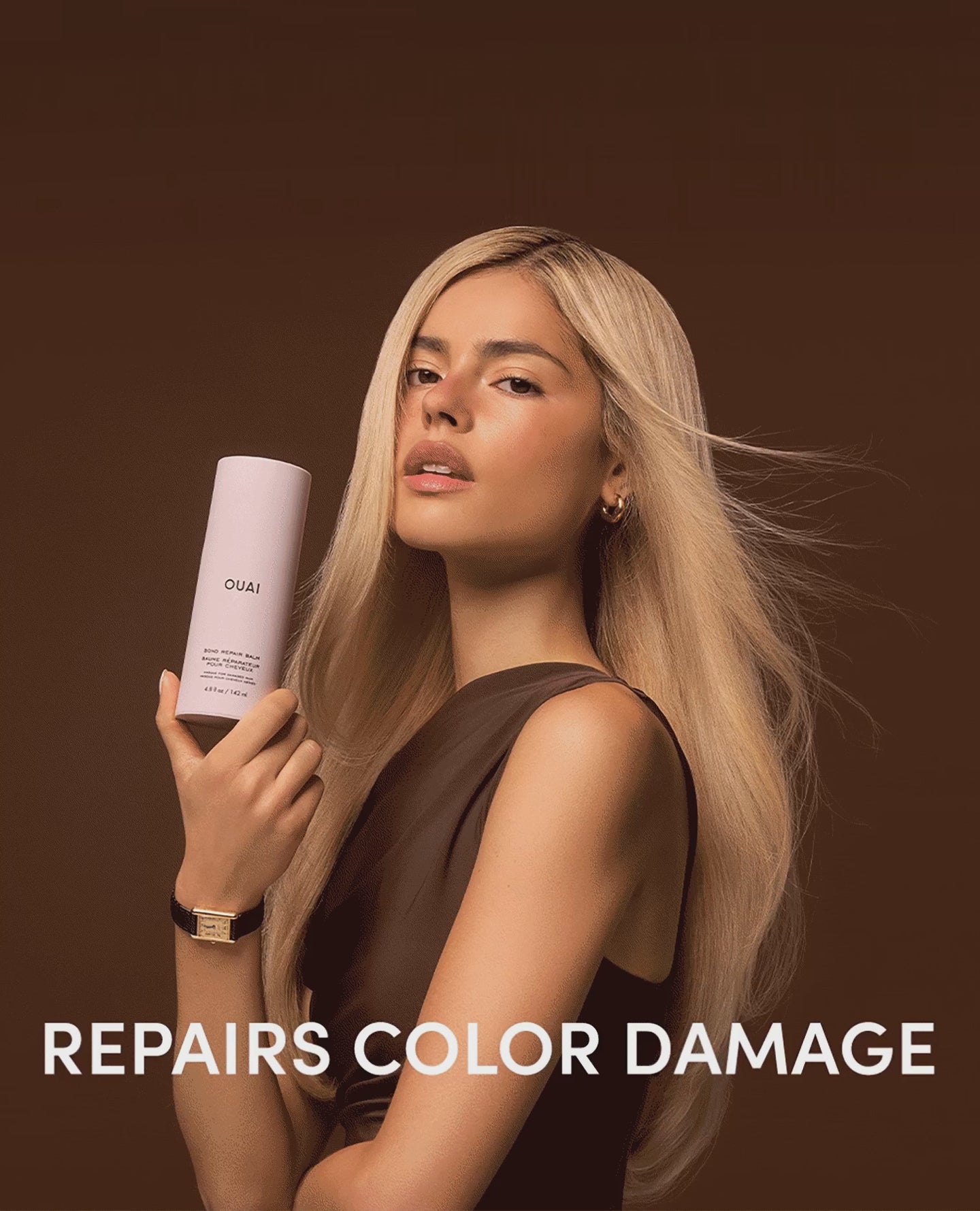 Bond repair balm repairs color damage, repairs heat damage, repairs breakage and repairs split ends